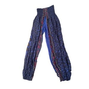 Yoa Blue Print Harem Pants One Size Fits Most